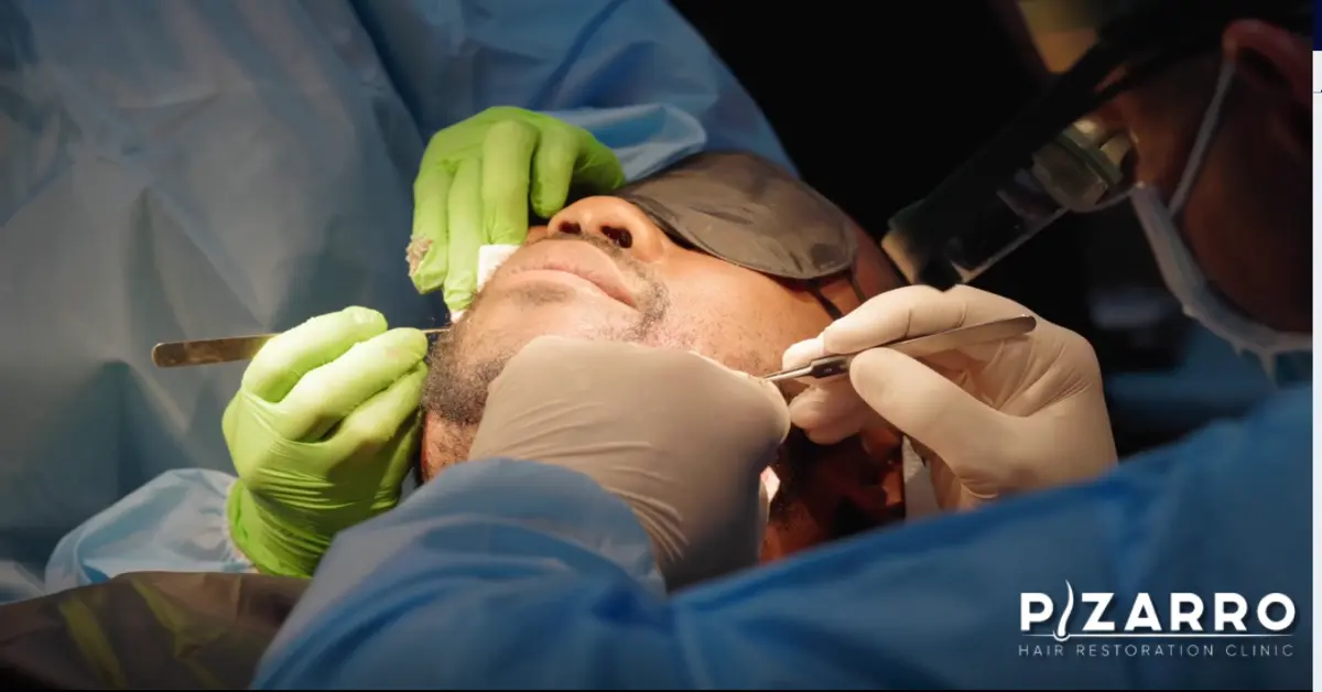 A man receiving a hair restoration procedure